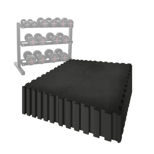 Gym Flooring Set GYMGUARD Rubber Mats 50cm Black (100 Pack)