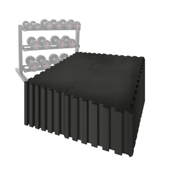 Gym Flooring Set GYMGUARD Rubber Mats 50cm Black (144 Pack)