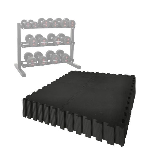 Gym Flooring Set GYMGUARD Rubber Mats 50cm Black (64 Pack)